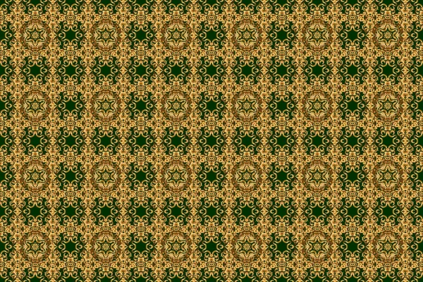 Εικονογράφηση Ράστερ Royal Χρυσή Απρόσκοπτη Μοτίβο Ένα Πράσινο Φόντο Πολυτελές — Φωτογραφία Αρχείου