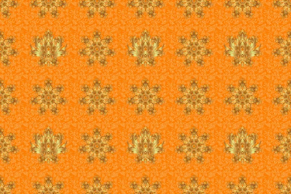 Растровый Абстрактный Рисунок Золотыми Геометрическими Элементами Золотые Стилизованные Звезды Оранжевом — стоковое фото