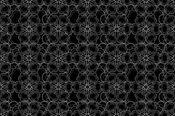 Orient Contoured Background Repeating Elements Damask Raster Classic Silhouetted Pattern — Stock Photo, Image