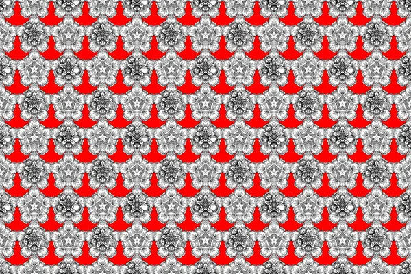 Patrón Sin Costuras Con Flores Decorativas Verano Colores Rojo Blanco — Foto de Stock