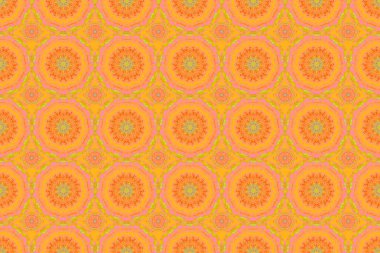 Raster kusursuz desen. Süslü sınır. Pembe, turuncu ve sarı klasik duvar kağıtları..