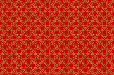 Parmak izi ya da dijital için kusursuz altın desen. Soyut raster dinamiği dalgalanan yüzey, hareket yanılsaması, kırmızı arkaplanda eğrilik.