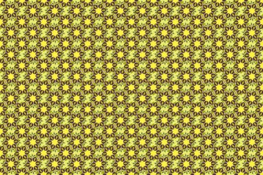 Kahverengi, bej ve sarı renklerde kusursuz el yapımı raster çiçeği deseni..