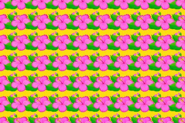 Parlak, güzel, çiçekli, pürüzsüz bir arka plan. Sarı arka planda soyut, sevimli çiçek deseni. Raster illüstrasyonu.