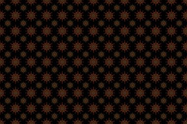 Ikat damaskesiz desen arkaplan fayansları üzerinde kahverengi ve turuncu renklerde.