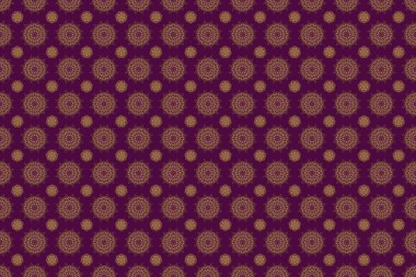 Geleneksel klasik raster altın deseni. Barok tarzında kusursuz desenli doğu süsü. Mor ve altın desenli.