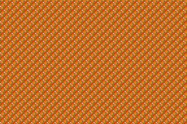 Turuncu, sarı ve kırmızı renkli çiçeklerle suluboya desenli. Dekorasyon ve tasarım için güzel bir raster deseni. Vintge tarzında moda baskı. Karmaşık çiçekli zarif desen.