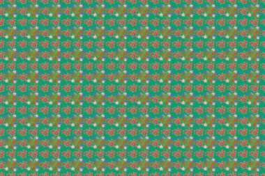 Raster çiçeğinin minyatür deseni mor ve pembe renklerde. Şekil verilmiş el çizilmiş küçük çiçekler.