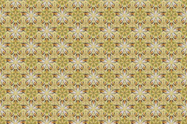 Turuncu, bej ve gri renklerde sulu boya buketi olan romantik, pürüzsüz desenler. Raster illüstrasyonu. Geçmiş, tekstil, ambalaj kağıtları, tebrik kartları için..