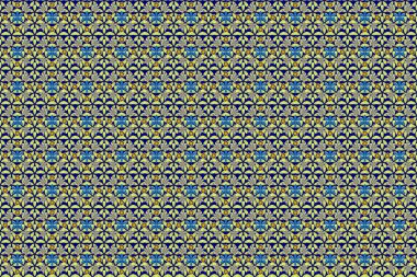 Kahverengi, yeşil ve mavi renklerde pek çok küçük sevimli çiçeğin kusursuz deseni. Raster oldukça eski çiçek desenli - pürüzsüz arkaplan.