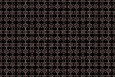 Raster illüstrasyonu. Kusursuz arka plan, grunge tarzı. Turuncu ve yeşil Şam desenli duvar kağıdı.