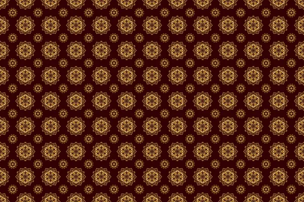 Texture Dorata Fondo Marrone Modello Senza Cuciture Con Ornamento Oro — Foto Stock