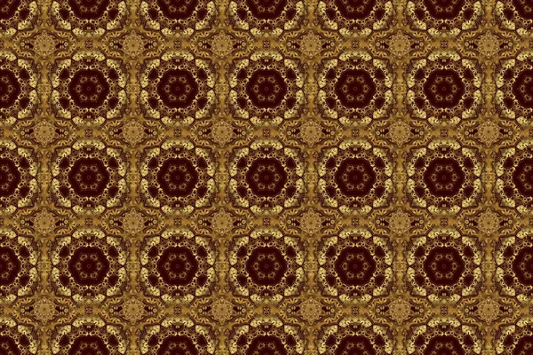 Brauner Und Goldener Vintage Textildruck Nahtlose Muster Orientalische Ornamente Goldene — Stockfoto