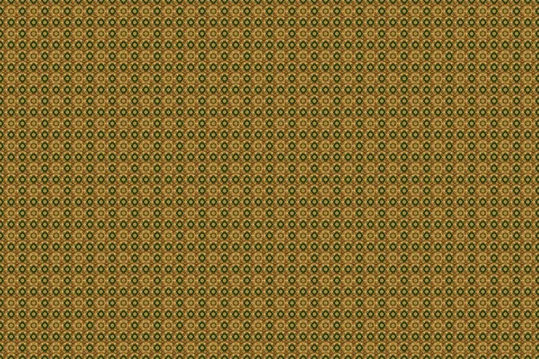 绿色背景上的金网格 金色元素的栅格无缝图案 — 图库照片