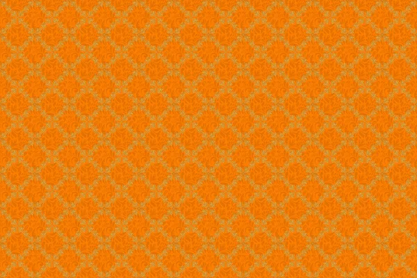 バナー ラッピング ウェディングカードに使用できます イスラム東洋のシームレスなパターン イスラム教徒 東洋の装飾品 インドの装飾品 ペルシャのモチーフ オレンジを背景にした金色の円飾り — ストック写真