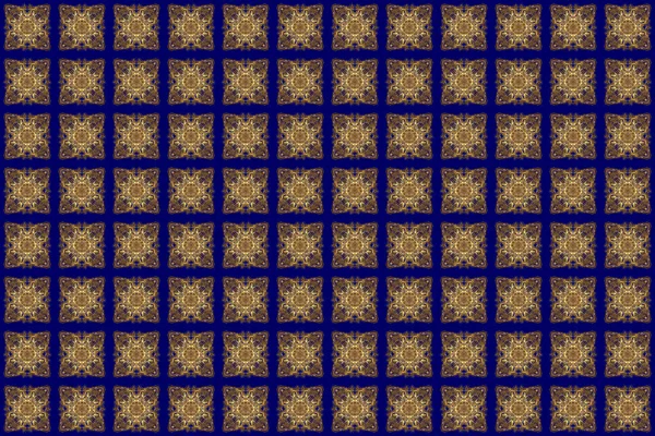 Sterne Nahtloses Muster Gold Und Blauer Retro Hintergrund Abstraktes Raster — Stockfoto
