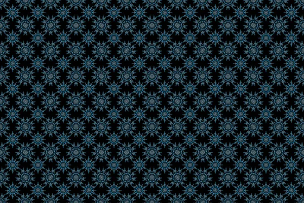 蓝色抽象花卉装饰品 格栅状无缝图案抽象装饰元素 — 图库照片