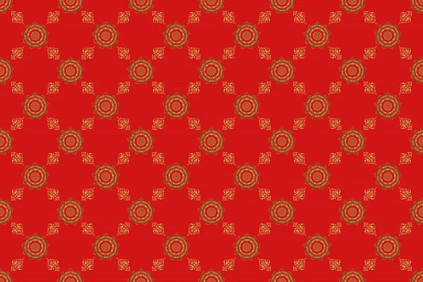 Golden Color Seamless Illustration Red Backdrop Raster Geometric Seamless Pattern — Stock Photo, Image
