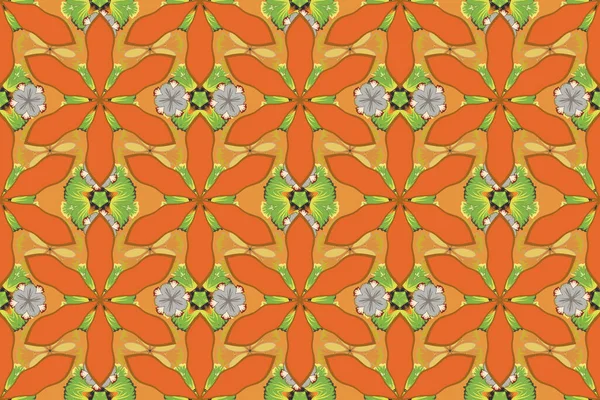 Raster Streifenmuster Mit Paisley Florale Tapeten Braunen Orangen Und Grünen — Stockfoto