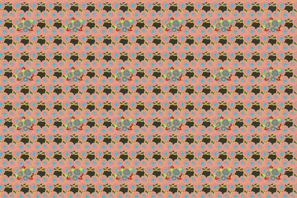 Raster Illustration Seamless Floral Pattern Green Yellow Colors — Stock Photo, Image