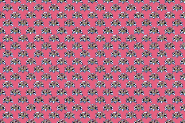 Растрова Ілюстрація Безшовний Візерунок Фіолетовими Сірими Рожевими Квітами Растрова Ілюстрація — стокове фото