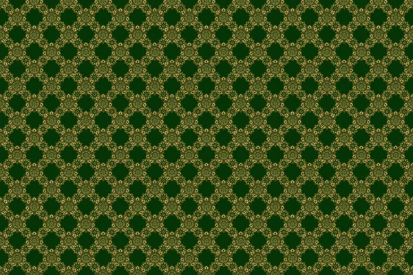 Grüne Und Goldene Vintage Ornamente Nahtloses Muster — Stockfoto
