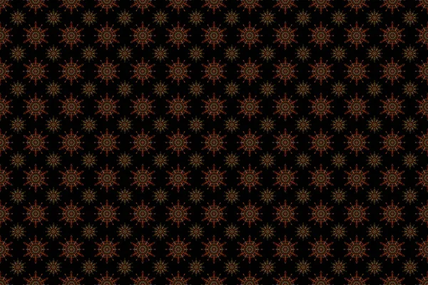 Ikat Damast Nahtlose Muster Hintergrundfliese Auf Schwarzem Hintergrund Braunen Und — Stockfoto