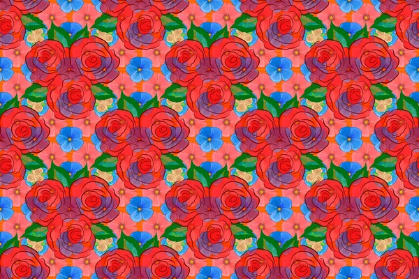 Traditionelle Indische Florale Nahtlose Muster Mit Kunterbunten Rosenblüten Und Grünen — Stockfoto