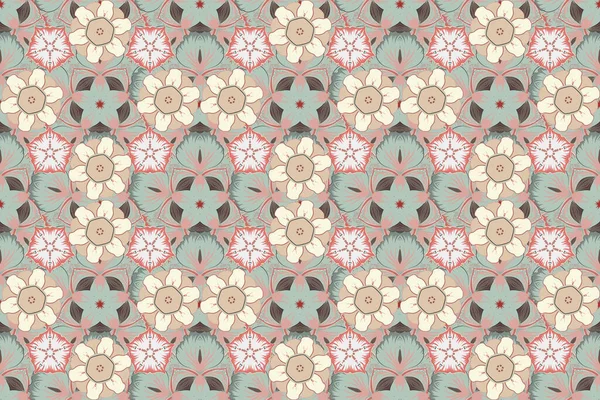 Motif Vintage Beige Gris Rose Sans Couture Motif Textile Brocart — Photo