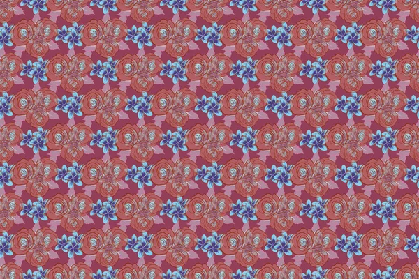 Nahtloses Muster Stilisierter Blümchen Rosa Und Violetten Farben Nahtloser Hintergrund — Stockfoto