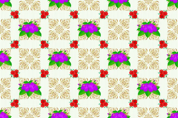 Bezešvé Textury Květinové Ozdoby Béžovém Pozadí Optická Iluze Květy Ibišku — Stock fotografie