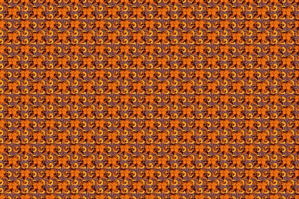 オレンジの色で明るい夏の花と花のシームレスなパターン ロマンチックなデザイン グリーティングカード ポスター テキスタイルプリントとファブリックのための無限のラスターテクスチャ — ストック写真