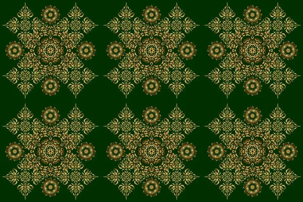 Grelha Ouro Raster Fundo Verde Modelo Artdeco Bonito Com Elementos — Fotografia de Stock