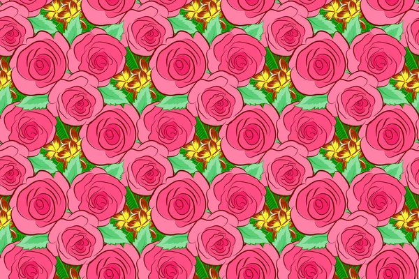 Exquisite Pattern Rose Flowers Vintage Style Trendy Print Big Rose — Stock Photo, Image