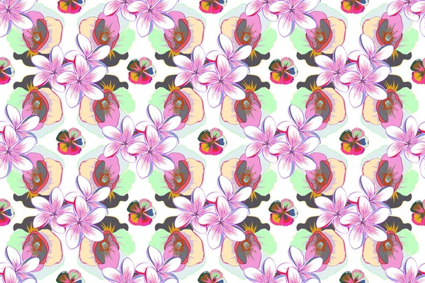 Απρόσκοπτη Λουλουδένια Διακόσμηση Μοντέρνο Σχέδιο Λουλουδιών Βασιλικό Λουλούδι Χρωματιστό Σχέδιο — Φωτογραφία Αρχείου