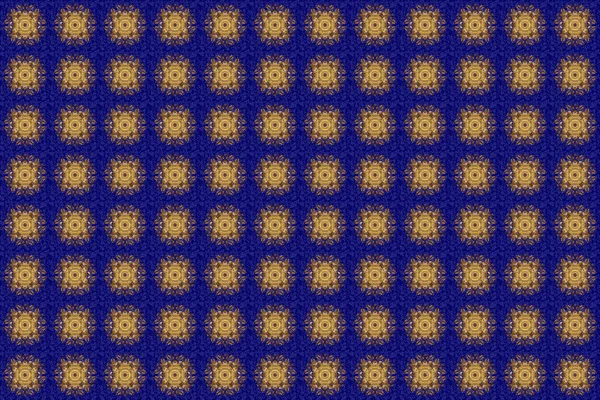 Geometric Circle Element Glod Colors Mandala Blue Background Raster Ornament — Stock Photo, Image