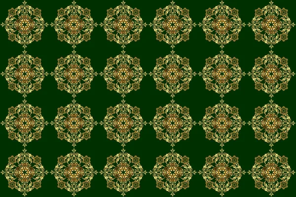 Зелений Золотий Візерунок Елегантний Растровий Класичний Безшовний Візерунок Безшовний Абстрактний — стокове фото