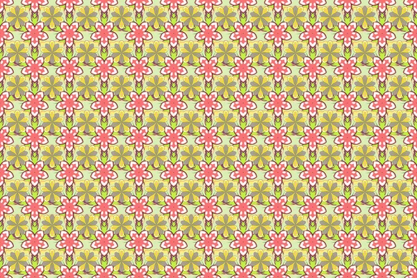 Υδατογραφία Αδιάλειπτη Μοτίβο Λουλούδια Μοντέρνο Σχέδιο Κίτρινο Ροζ Και Μπεζ — Φωτογραφία Αρχείου
