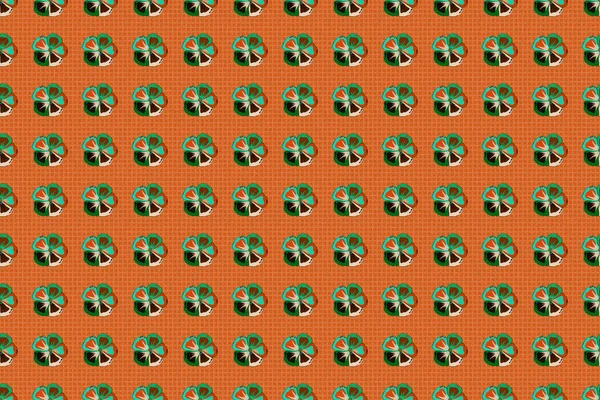 コスモスの花 装飾的な要素 スプラッシュ ブロックやオレンジと緑の色のドロップでシームレスな花のパターンをラスター 落書きスケッチスタイル 手描きのイラスト — ストック写真
