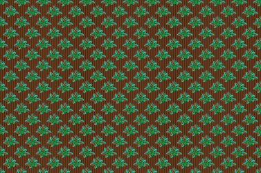 Etiketler, etiketler, etiketler, hediye ambalaj kağıtları ve pankart tasarımı için kırmızı, kahverengi ve yeşil renkli şirin bir tasarım. Raster düz çiçekler ve siluet desensiz bırakır.