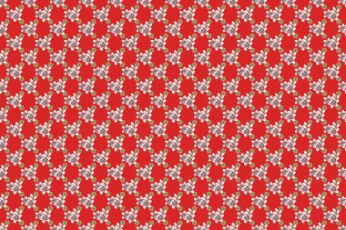 El çizimi soyut, dandik çiçekler. Küçük çiçeklerin içinde güzel bir çiçek deseni var. Pembe, kırmızı ve bej renklerde kusursuz desen.