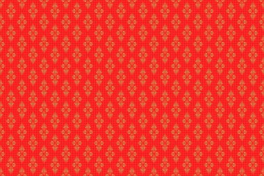 Pırıl pırıl altın şeritlerin kusursuz deseni, zikzak sembolü dalgalı şeritler, kırmızı üzerinde dikişsiz desenli altın çizgiler. Kartlar, davetiyeler, düğün, ambalaj kağıtları için el yapımı raster deseni.