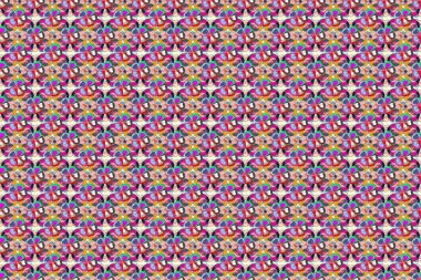 Mavi ve yeşil renklerde kusursuz desen. Küçük çiçeklerin içinde güzel bir çiçek deseni var. El çizimi soyut çiçekleri.