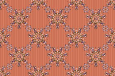 Kusursuz geometrik desen. Karmaşık gradyanlı, pürüzsüz bir desen. Turuncu ve kahverengi elementli geometrik süs. Soyut geometrik çizim.