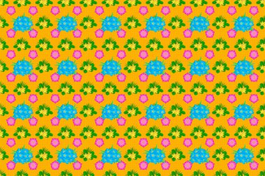 Raster unutma beni çiçekleri pürüzsüz desen. Sarı arka planda kusursuz çiçek deseni.