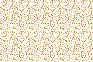 Eski, dikişsiz desen. El yapımı kiraz. Sarı, bej ve turuncu kiraz desenli. Kirazlı çiçek deseni. Raster çizimi..