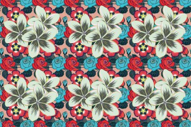 Kusursuz bir geçmişi var. Güzel suluboya çiçekler kırmızı, mavi ve yeşil renkler, parlak boya çiçek desenleri.