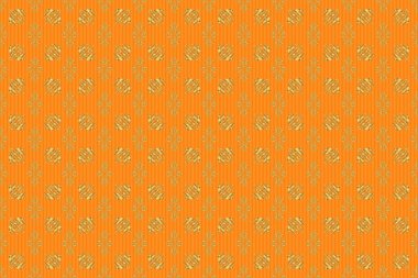 Turuncu zeminde Victoria tarzı elementler. Altın çiçekli, pürüzsüz desen. Raster açgözlülük ve tasarım için vignette. Davetiyeler için dekorasyon, tebrik kartları, teşekkür mesajı.