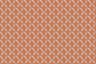 Kusursuz desenli, turuncu, kahverengi ve bej renkli küçük çiçekler. Raster el boyaması çiçekler..
