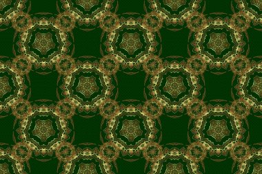 Raster altın desen, altın çizgiler ve ızgaralar pürüzsüz desen, eğri metal, folyo arka plan ve yeşil arka planda 3 boyutlu görsel efektler..